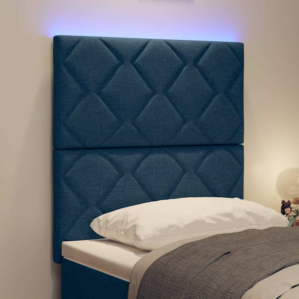 Headboard with LED Strip Lights Adjustable Blue 80 cm Fabric