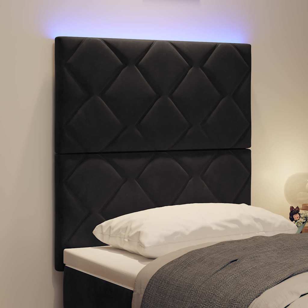 LED Headboard with LED Strip Lights Manual Black 80 cm Velvet