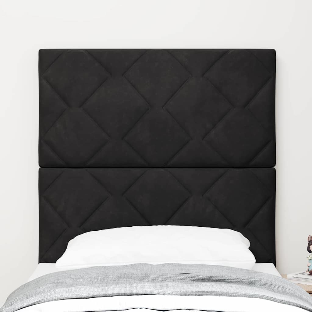 LED Headboard with LED Strip Lights Manual Black 80 cm Velvet
