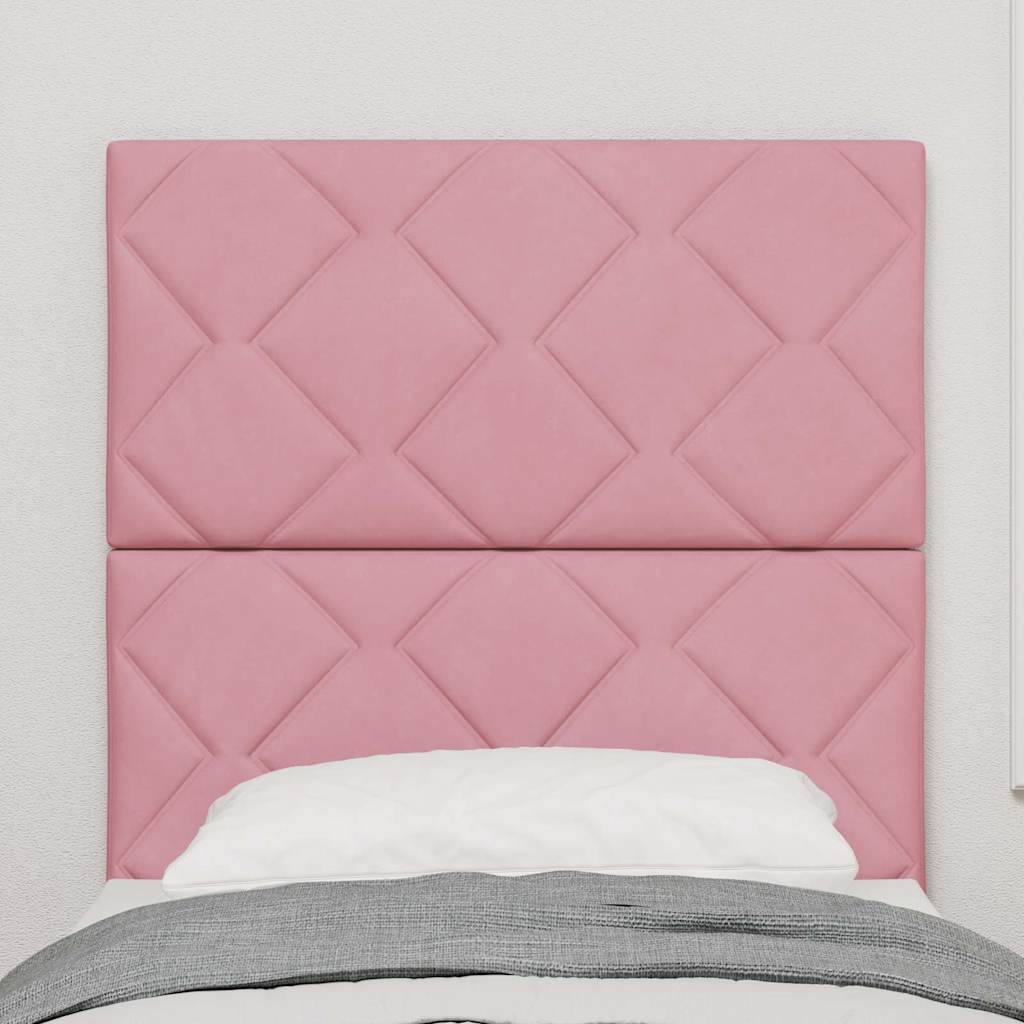 LED Headboard with LED Strip Lights Geometric Pink 80 cm Velvet