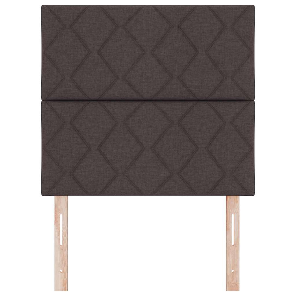 Headboard with LED Strip Lights Adjustable Brown 90 cm Fabric