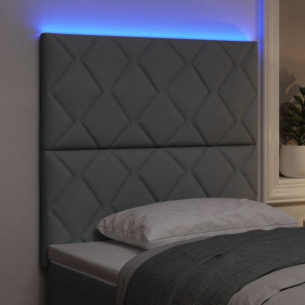 Headboard with LED Strip Lights Light Grey 100 cm Fabric