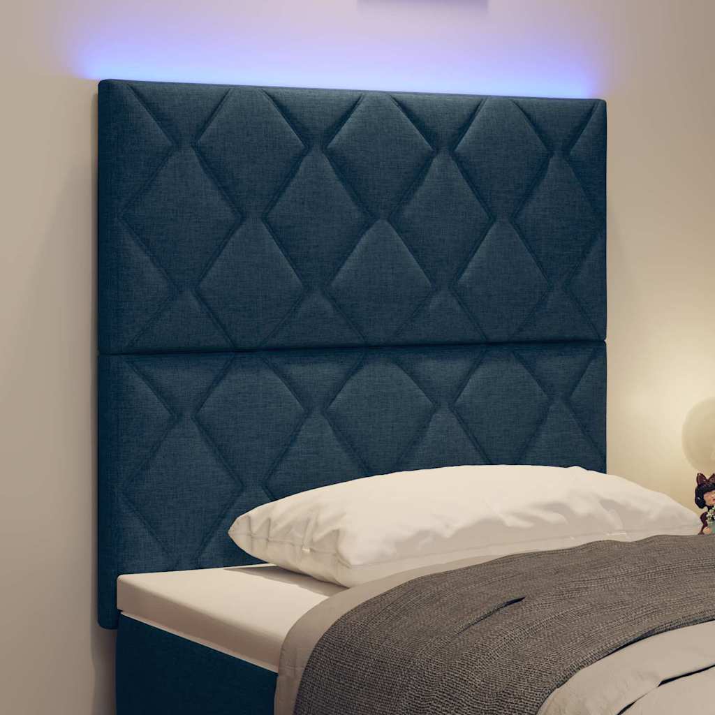 Headboard with LED Strip Lights Adjustable Blue 100 cm Fabric