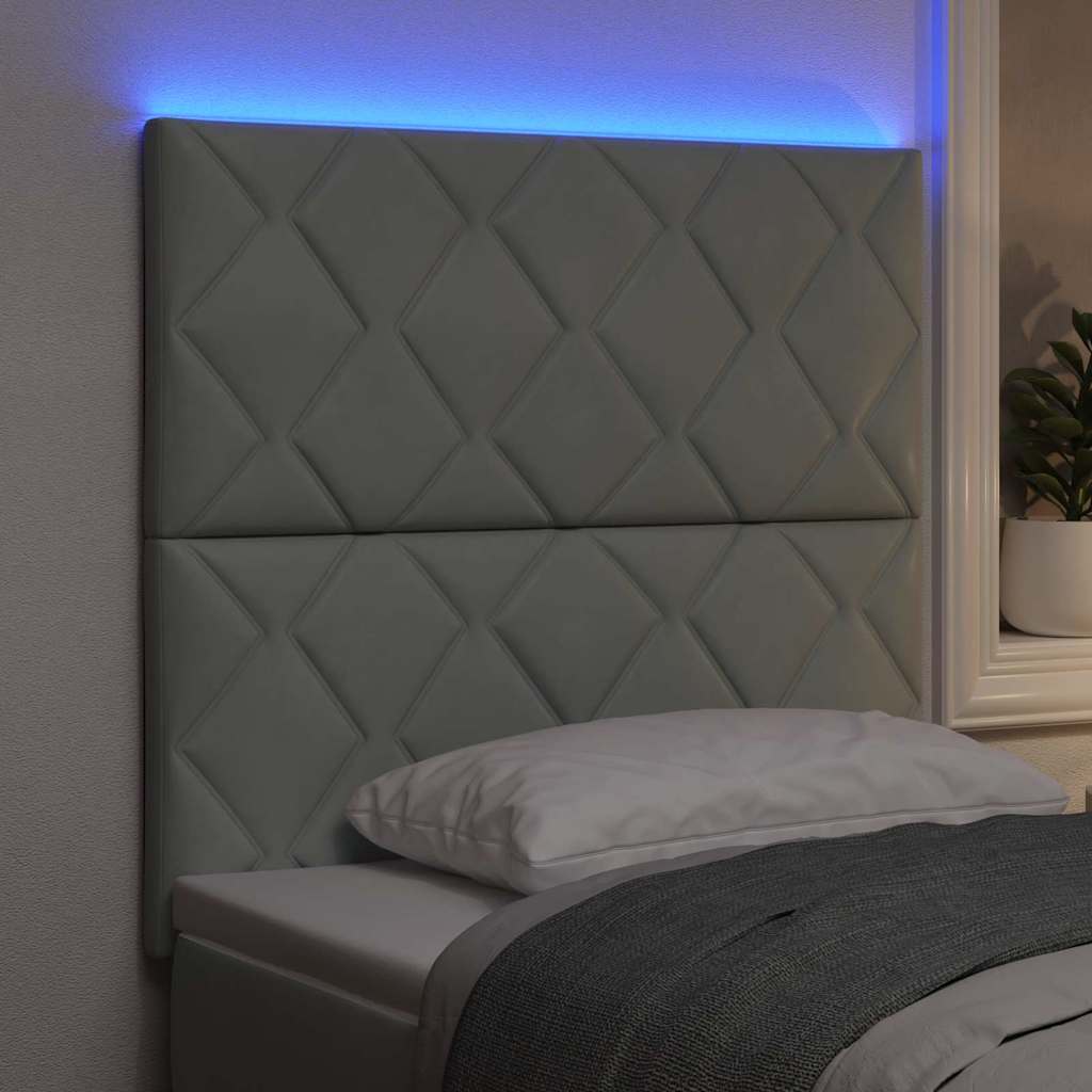 LED Headboard with LED Strip Lights Light grey 100 cm Velvet