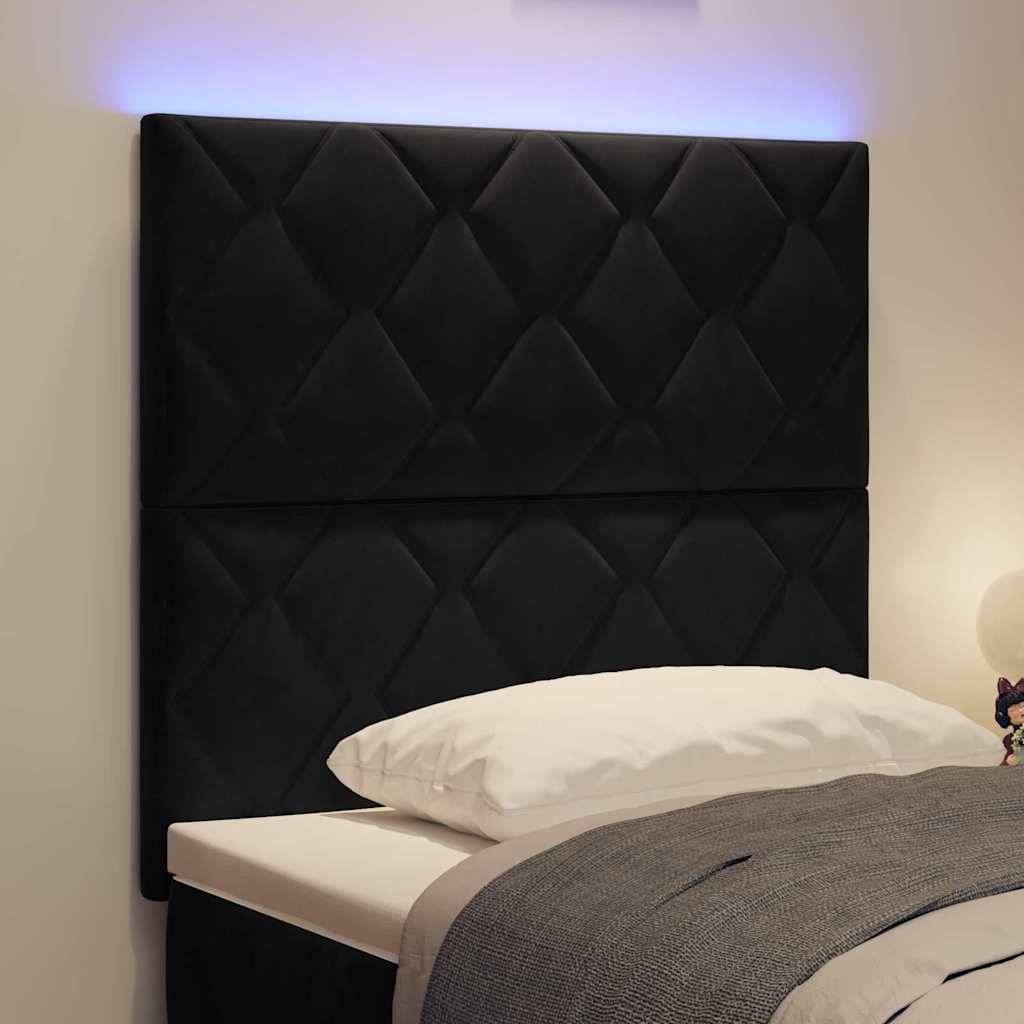 LED Headboard with LED Strip Lights Manual Black 100 cm Velvet