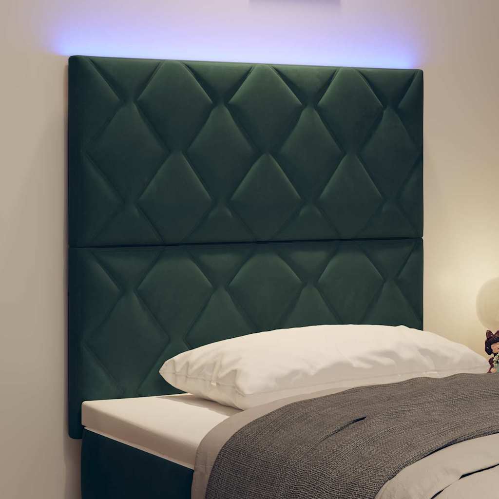 LED Headboard with LED Strip Lights Dark green 100 cm Velvet