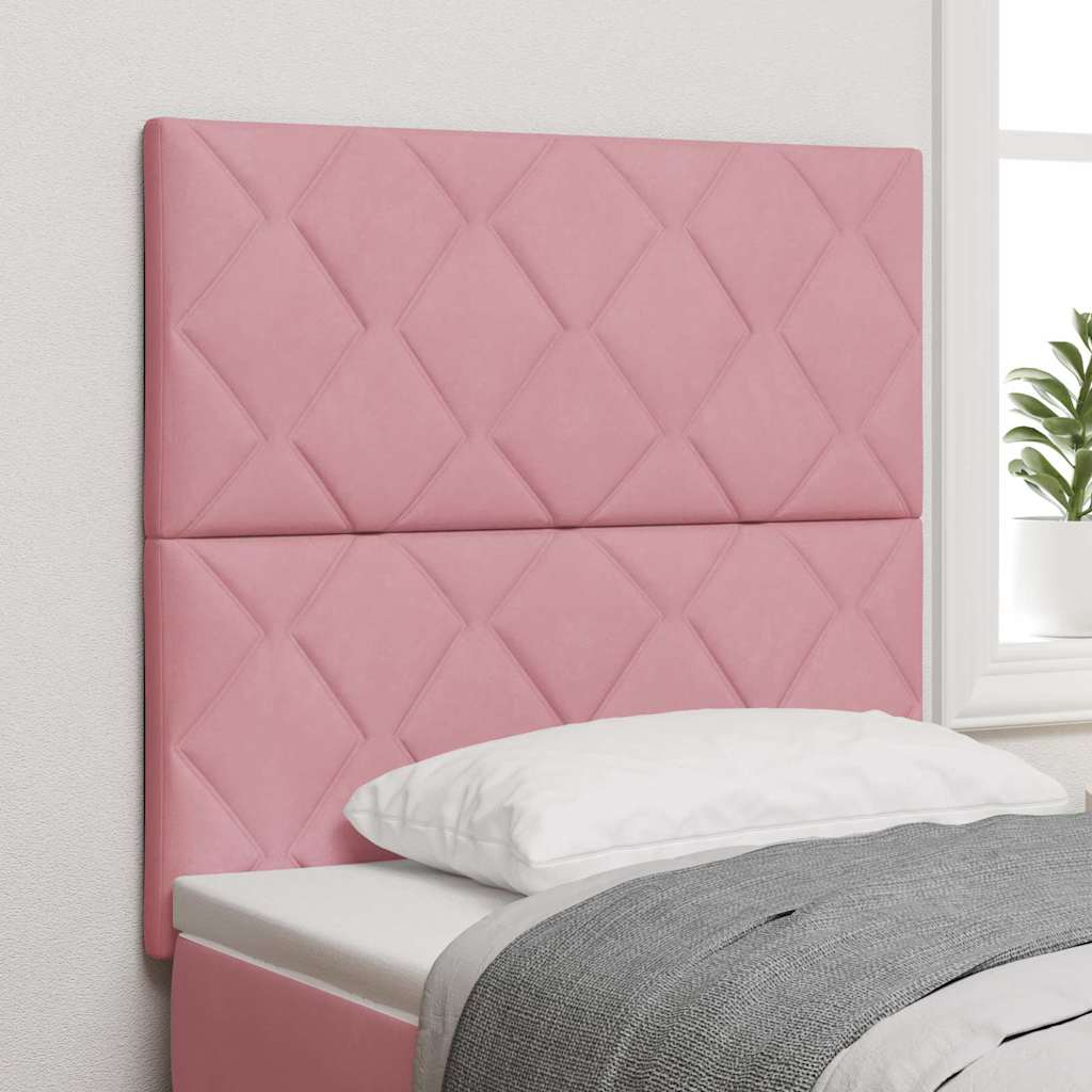 LED Headboard with LED Strip Lights Manual Pink 100 cm Velvet