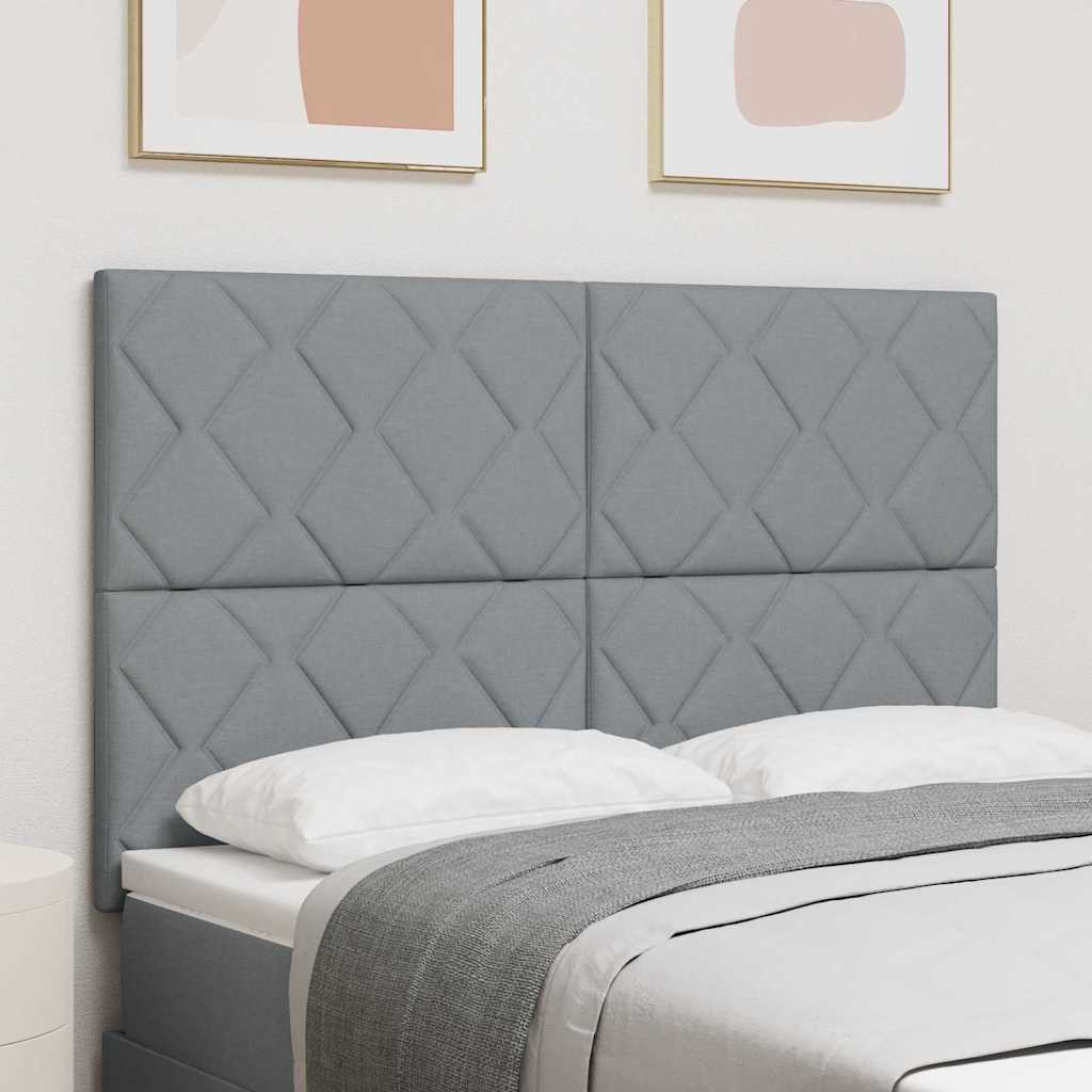 Headboard with LED Strip Lights Light Grey 144 cm Fabric