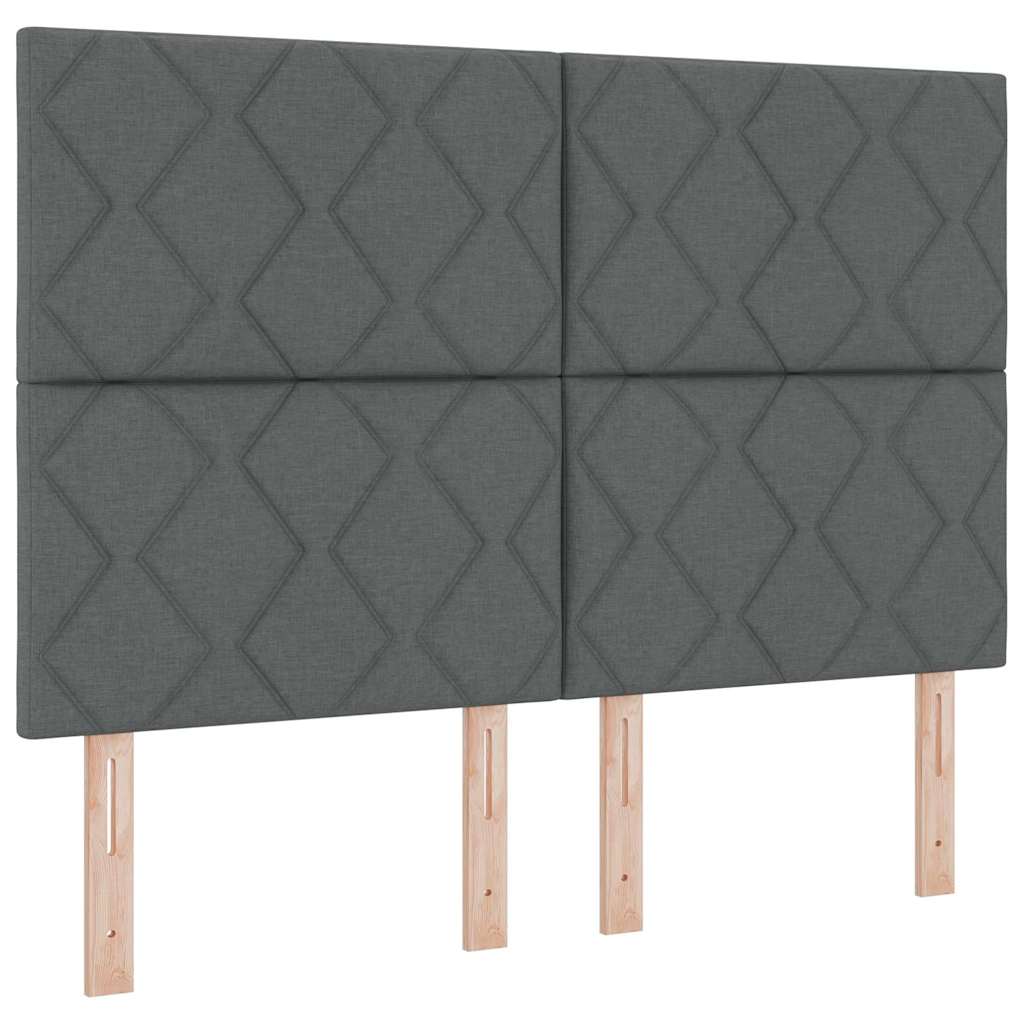 Headboard with LED Strip Lights Adjustable Grey 144 cm Fabric