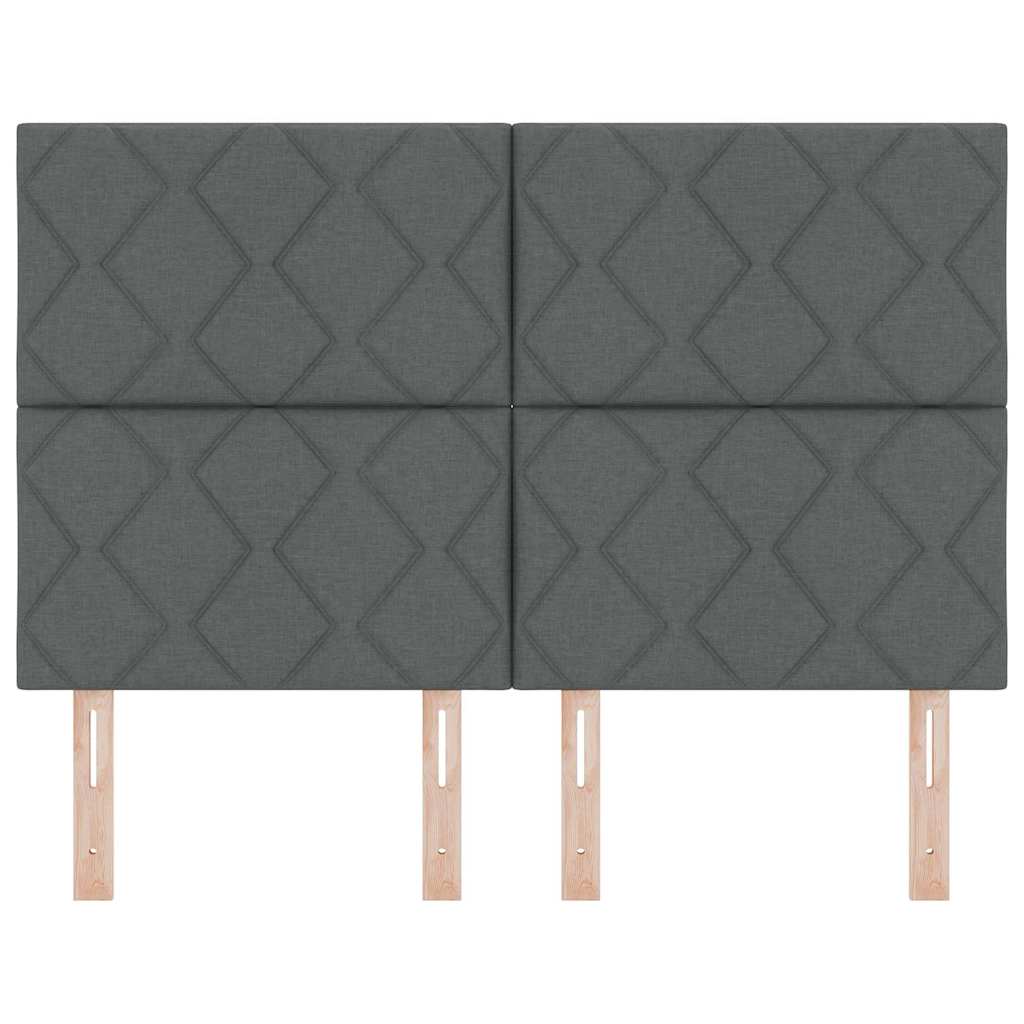 Headboard with LED Strip Lights Adjustable Grey 144 cm Fabric