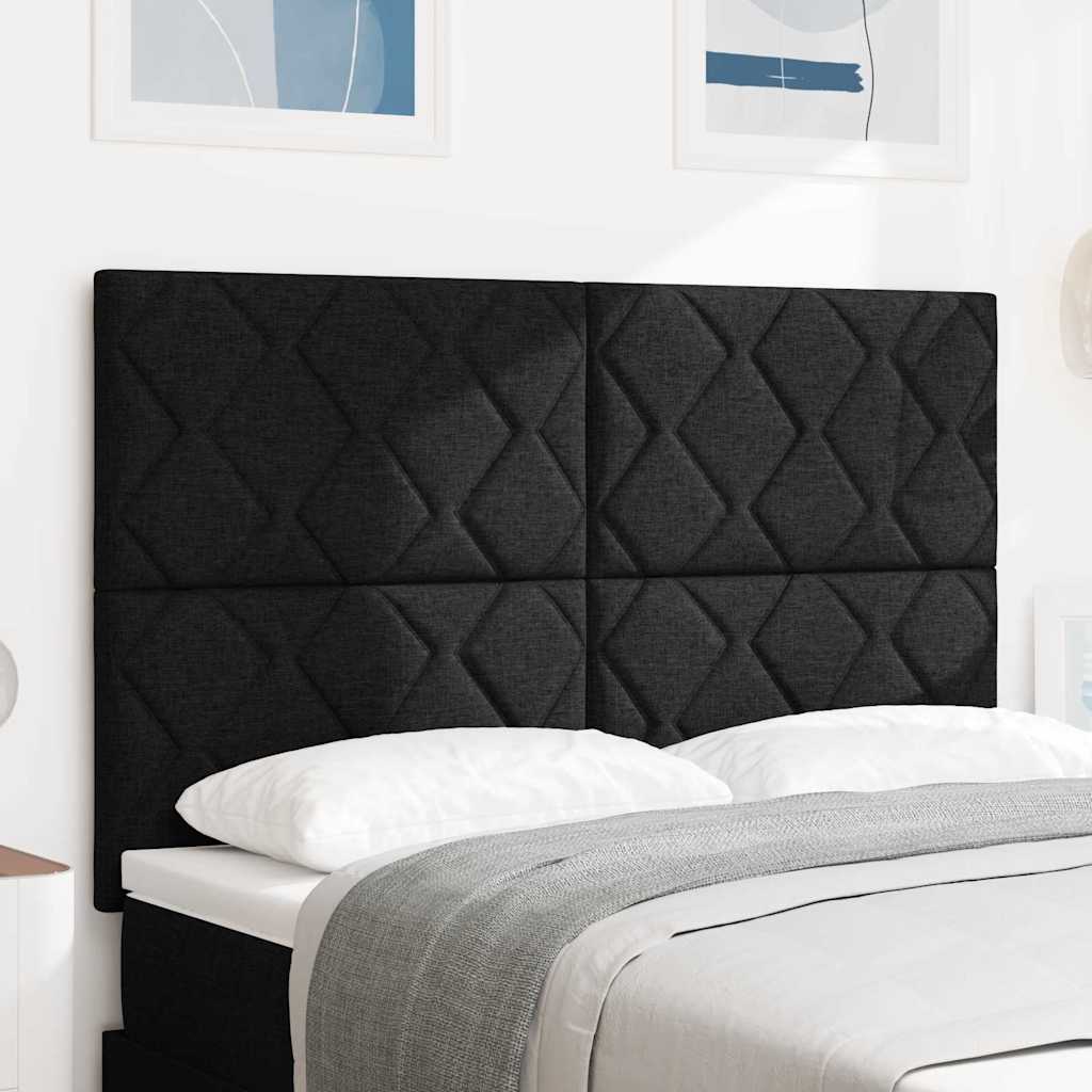Headboard with LED Strip Lights Adjustable Black 144 cm Fabric