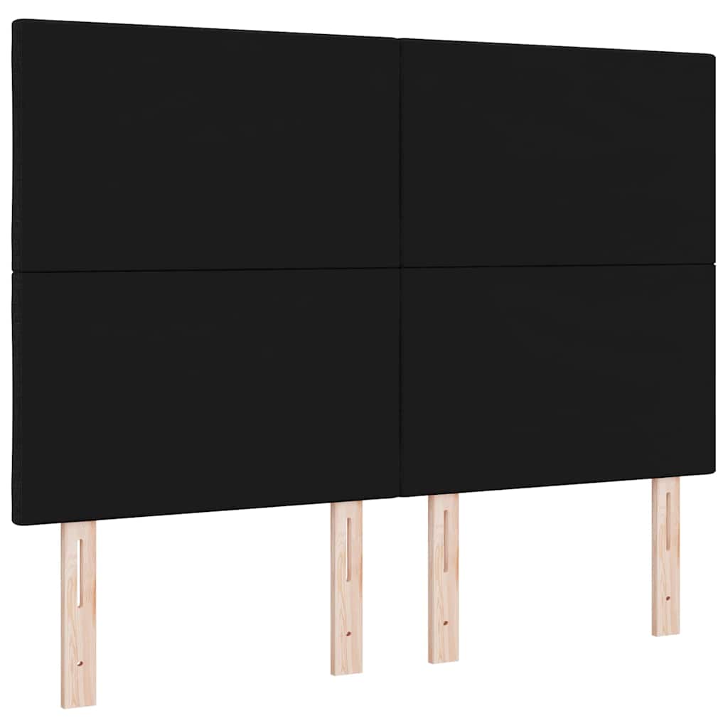 Headboard with LED Strip Lights Adjustable Black 144 cm Fabric