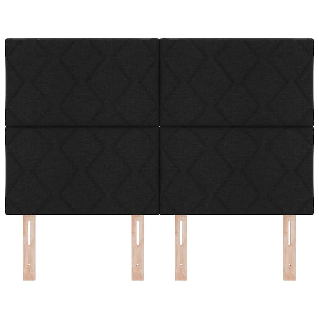 Headboard with LED Strip Lights Adjustable Black 144 cm Fabric