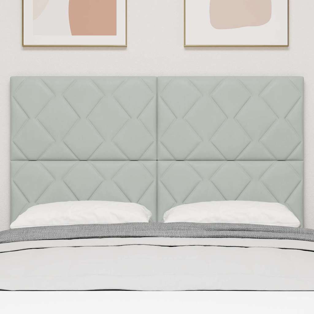 LED Headboard with LED Strip Lights Light grey 144 cm Velvet