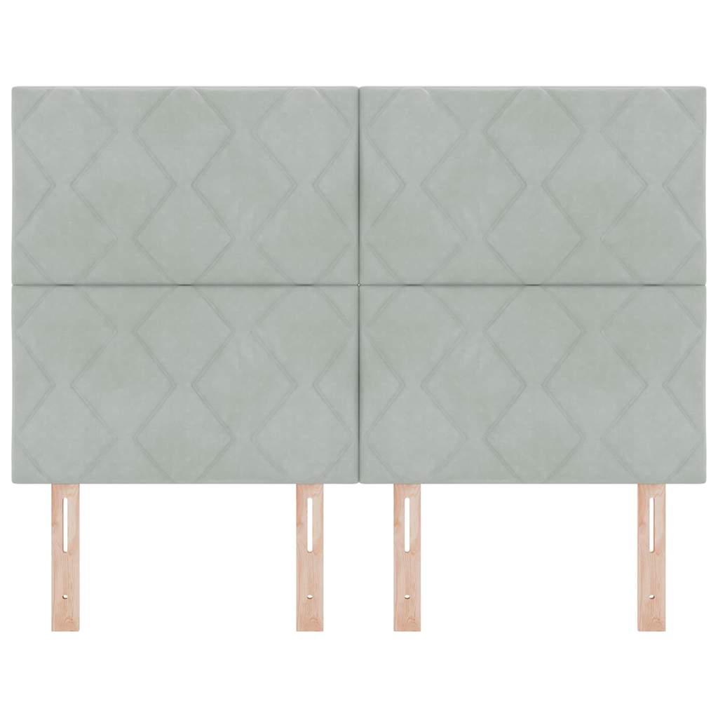 LED Headboard with LED Strip Lights Light grey 144 cm Velvet