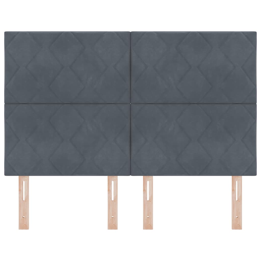 LED Headboard with LED Strip Lights Dark grey 144 cm Velvet