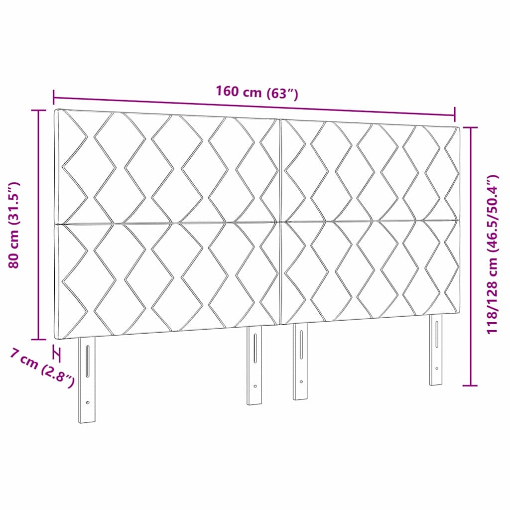 LED Headboard with LED Strip Lights Light grey 160 cm Velvet