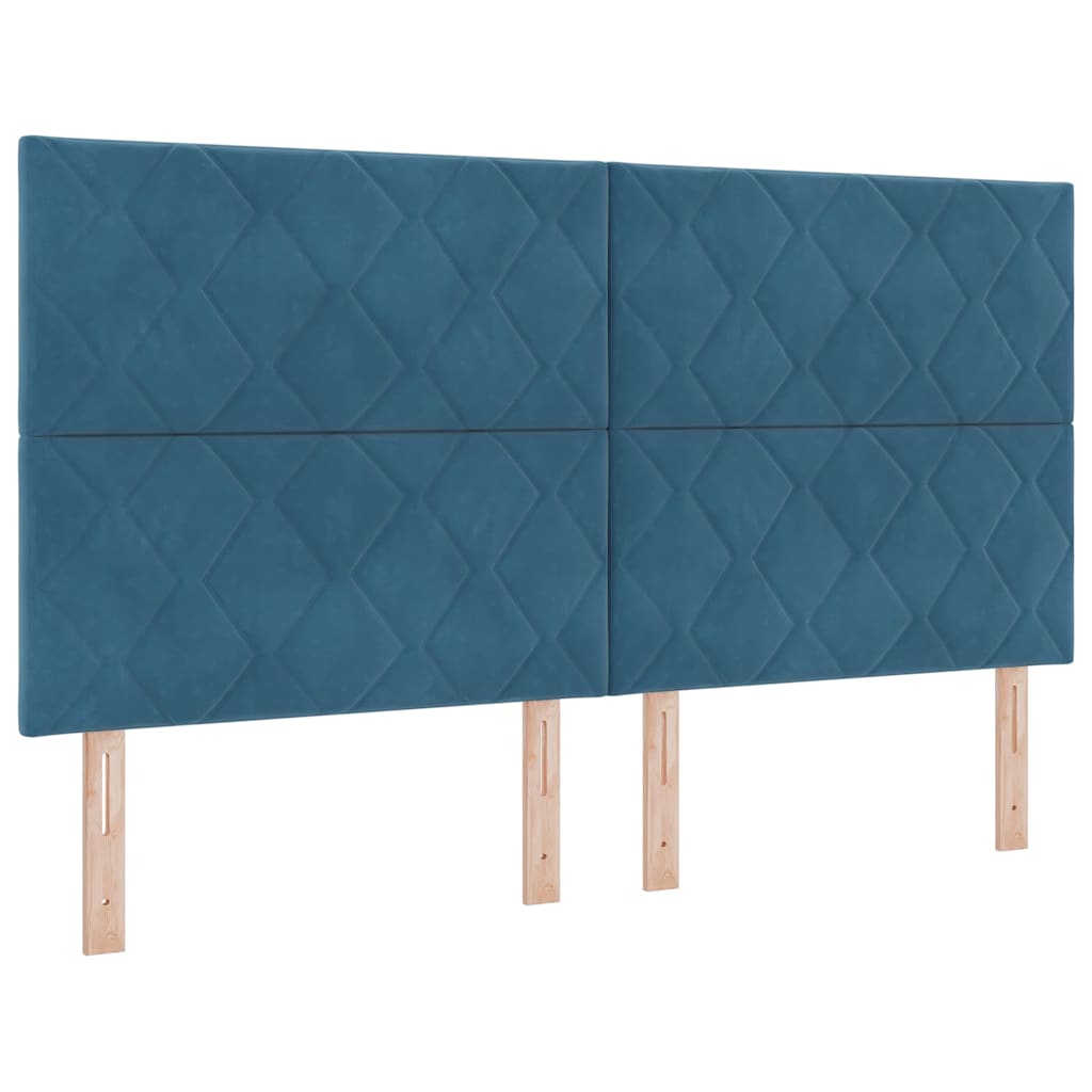 LED Headboard with LED Strip Lights Dark blue 180 cm Velvet