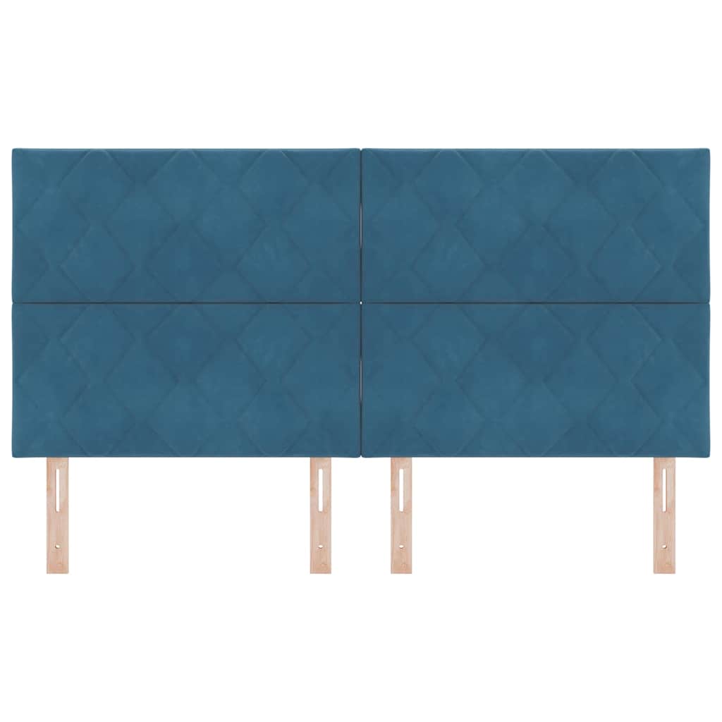 LED Headboard with LED Strip Lights Dark blue 180 cm Velvet