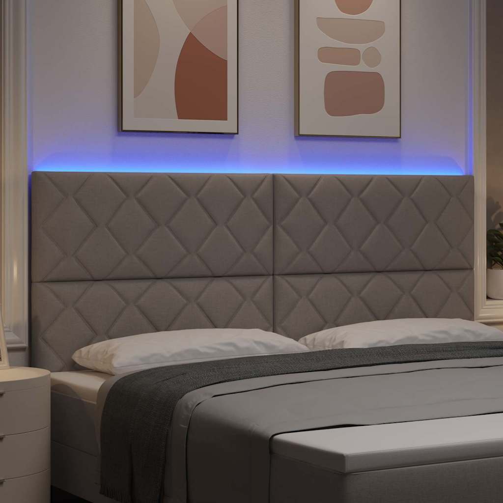 Headboard with LED Strip Lights Adjustable Taupe 200 cm Fabric
