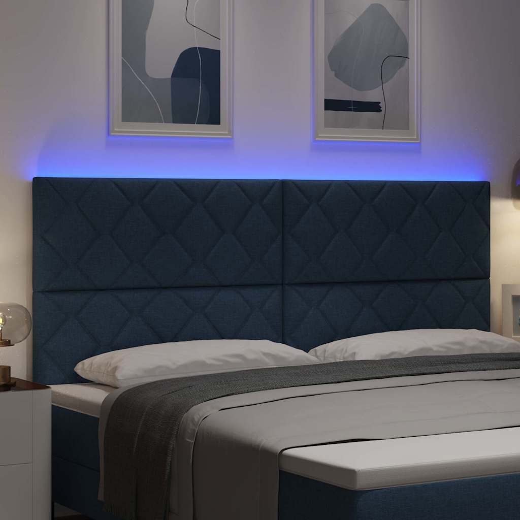 Headboard with LED Strip Lights Adjustable Blue 200 cm Fabric