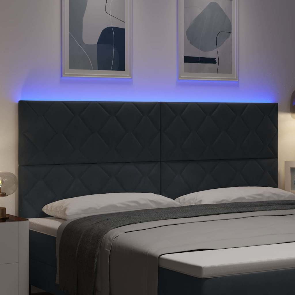 LED Headboard with LED Strip Lights Dark grey 200 cm Velvet