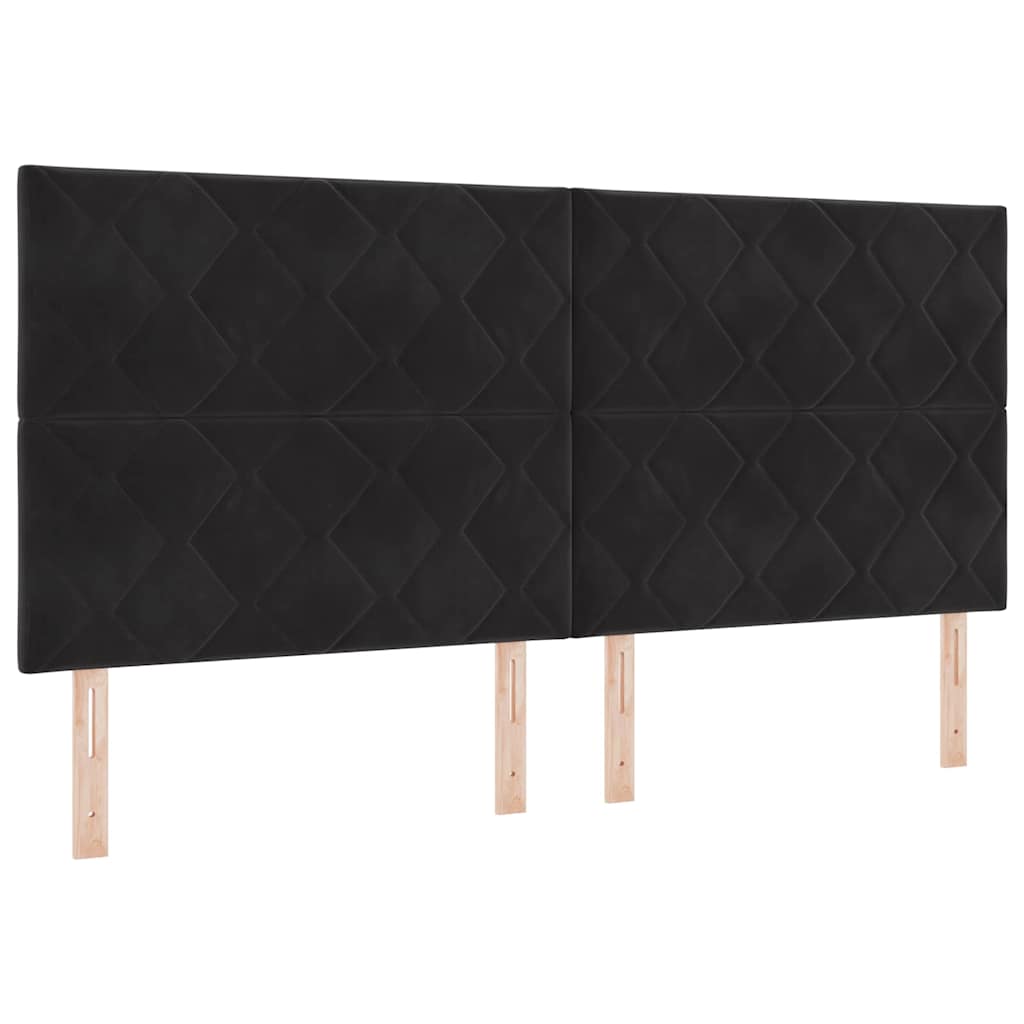 LED Headboard with LED Strip Lights Manual Black 200 cm Velvet