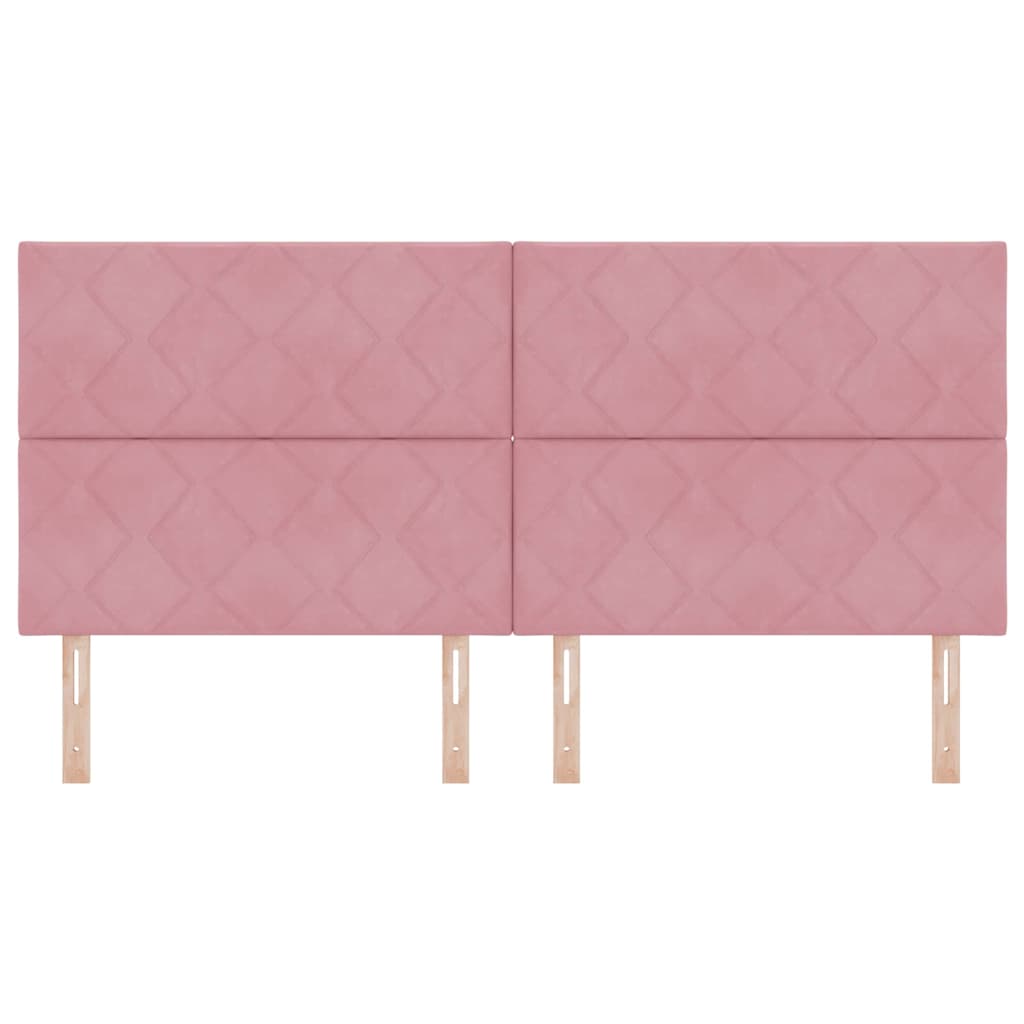 LED Headboard with LED Strip Lights Manual Pink 200 cm Velvet