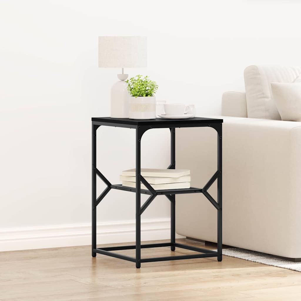 Side Table Black oak 41 x 40 x 60 cm Engineered wood and steel
