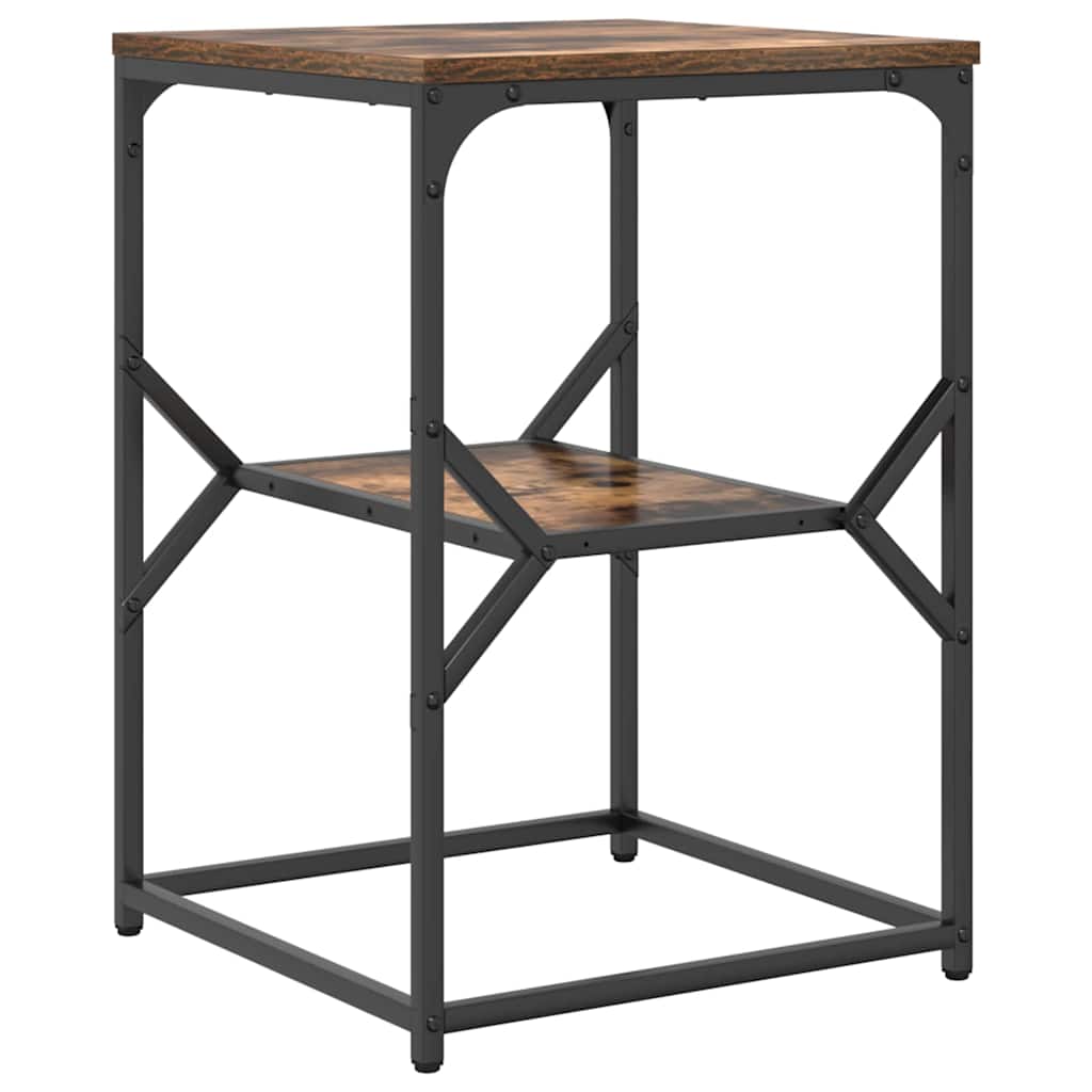 Side Table Smoked oak 41 x 40 x 60 cm Engineered wood and steel