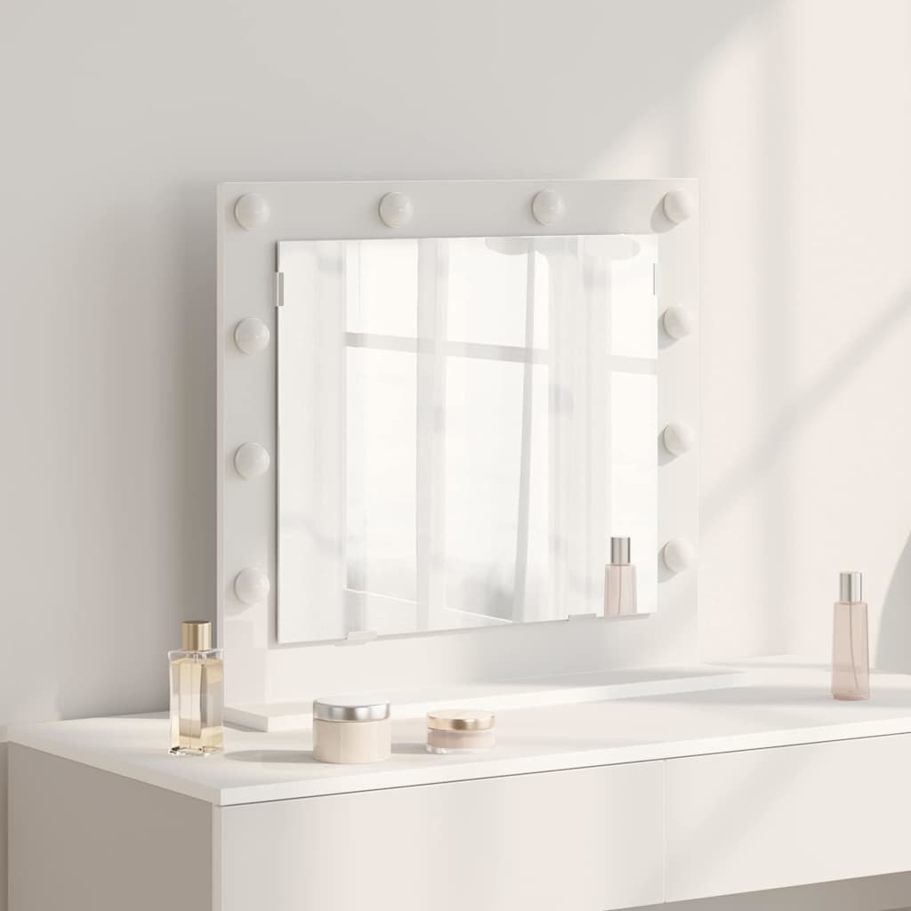 Vanity Mirror White 60 x 55 x 18 cm Engineered wood and glass