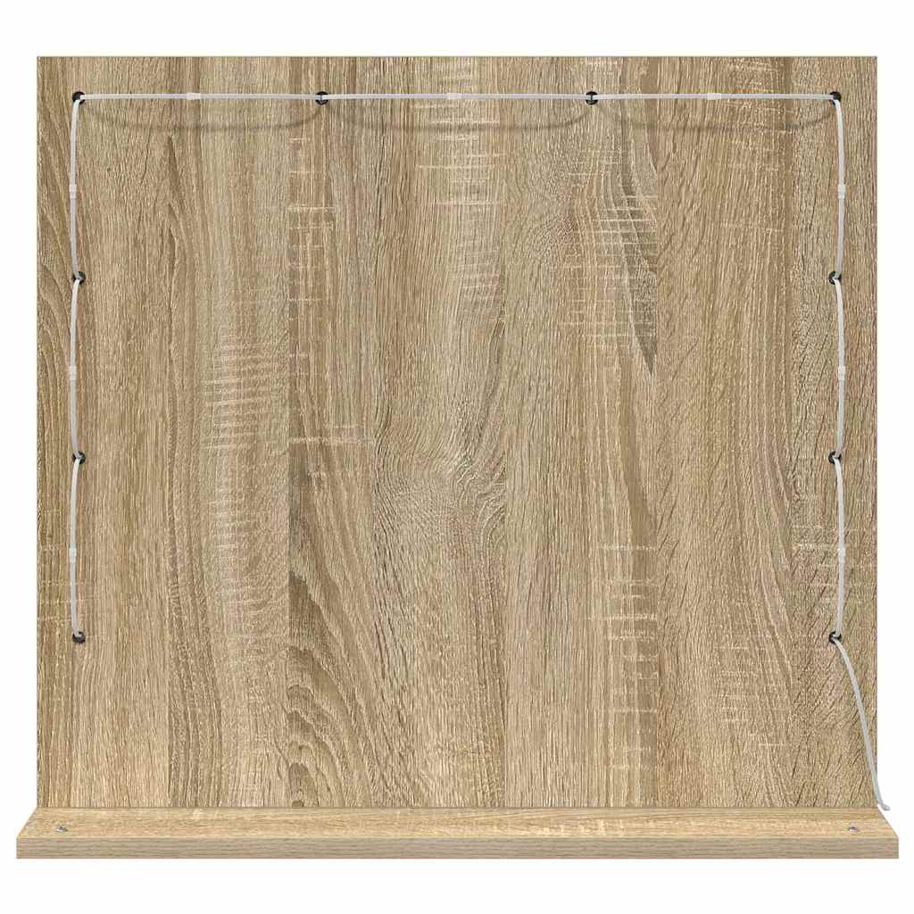 Vanity Mirror with LED Strip Lights Sonoma Oak 60 x 55 x 18 cm