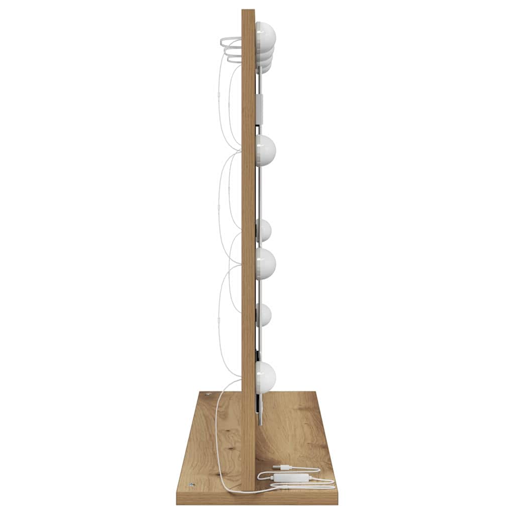 Vanity Mirror with LED Strip Lights Sonoma Oak 60 x 55 x 18 cm