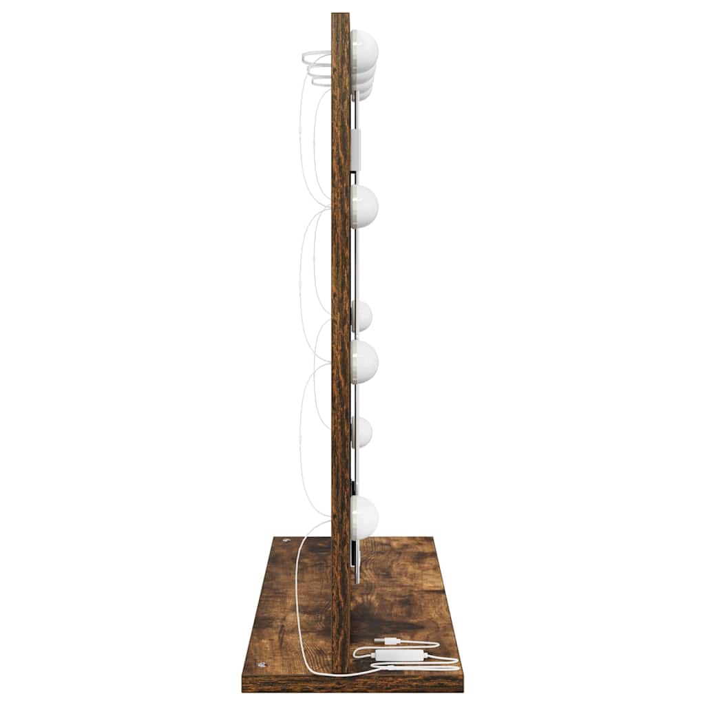 Vanity Mirror with LED Strip Lights Smoked Oak 60 x 55 x 18 cm