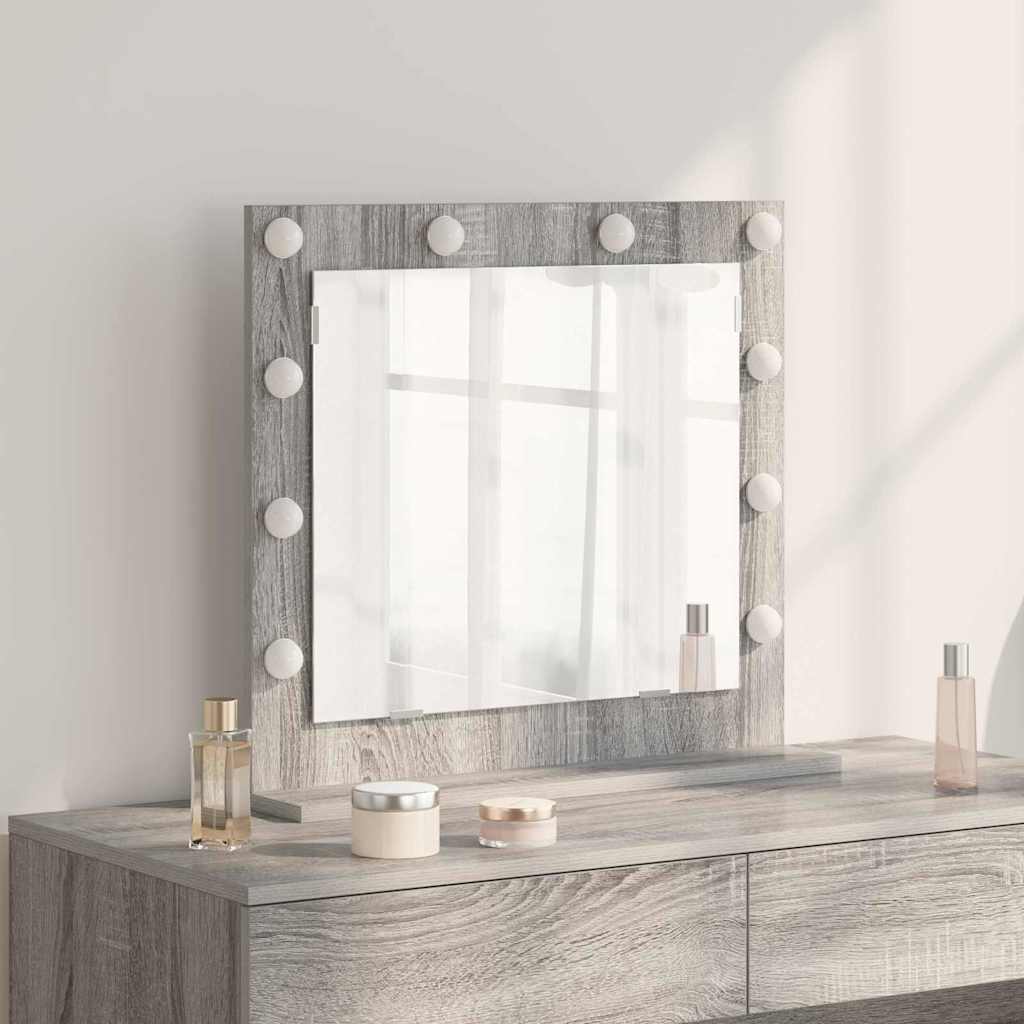 Vanity Mirror with LED Strip Lights Grey Sonoma 60 x 55 x 18 cm