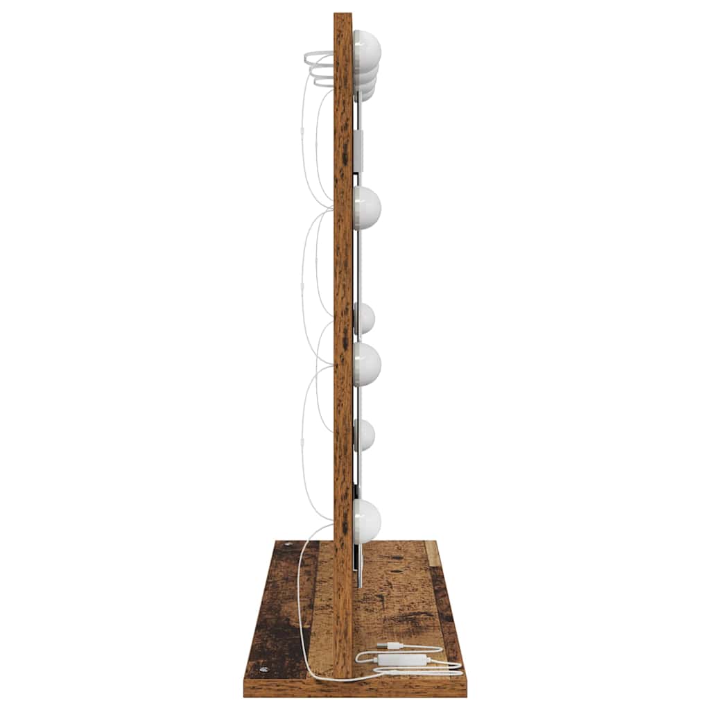 Vanity Mirror with LED Strip Lights Old Wood 60 x 55 x 18 cm