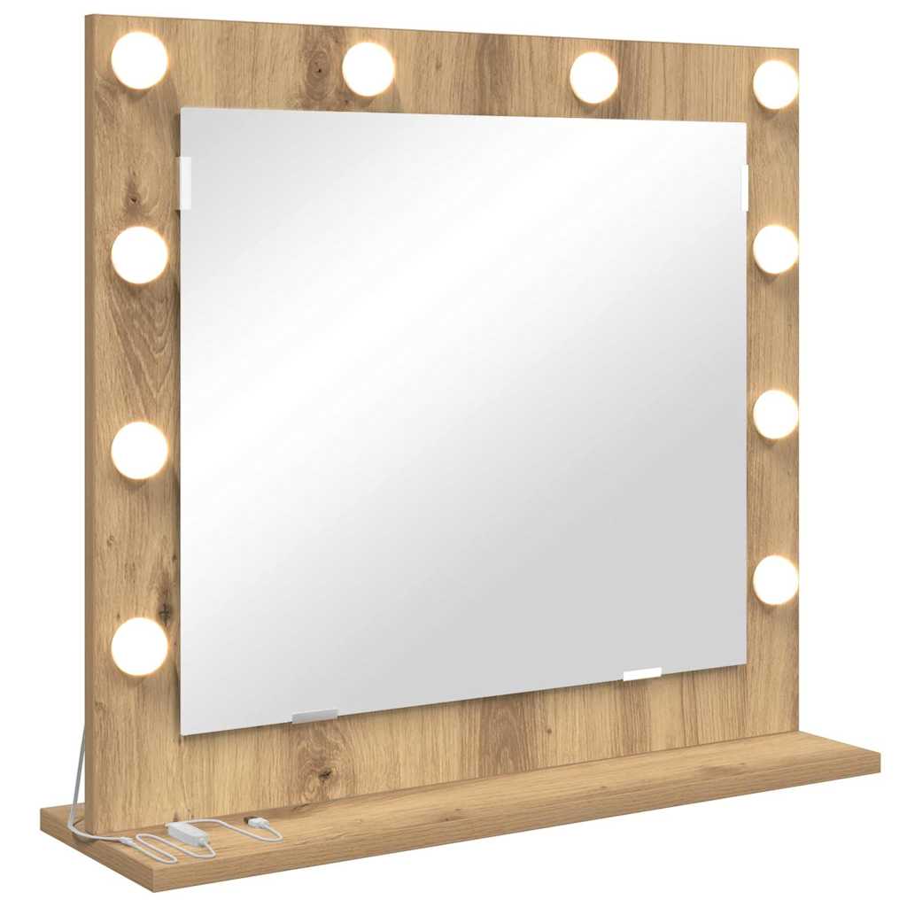 Vanity Mirror with LED Strip Lights Artisan Oak 60 x 55 x 18 cm