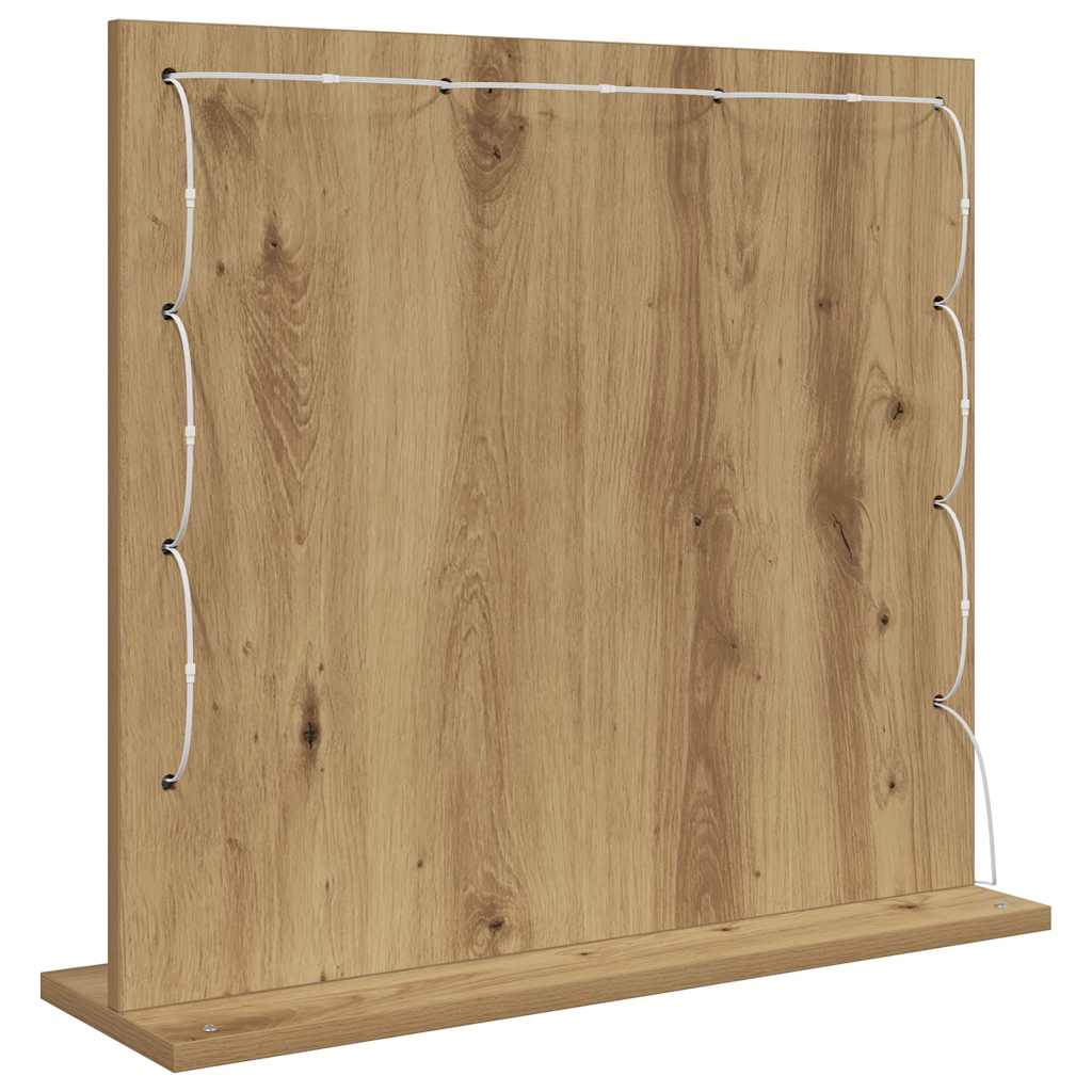 Vanity Mirror with LED Strip Lights Artisan Oak 60 x 55 x 18 cm