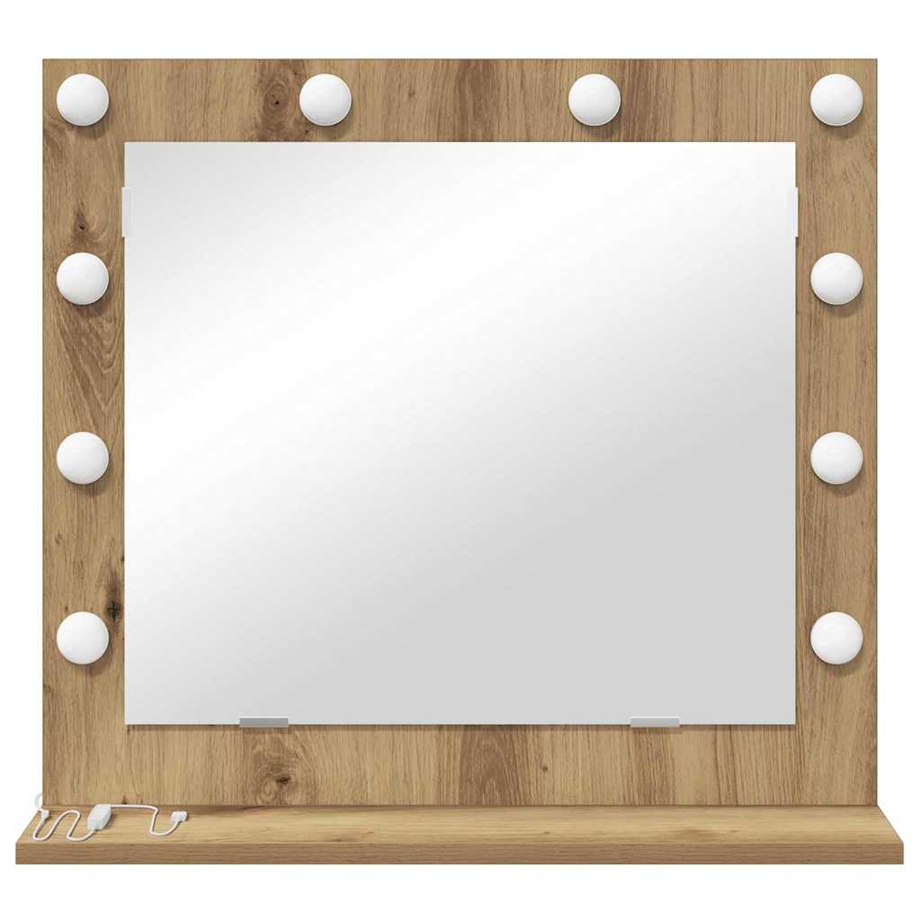 Vanity Mirror with LED Strip Lights Artisan Oak 60 x 55 x 18 cm
