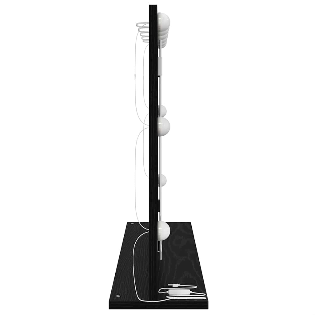 Vanity Mirror with LED Strip Lights Black Oak 80 x 15 x 18 cm