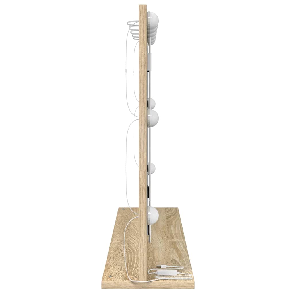 Vanity Mirror with LED Strip Lights Sonoma Oak 80 x 55 x 18 cm