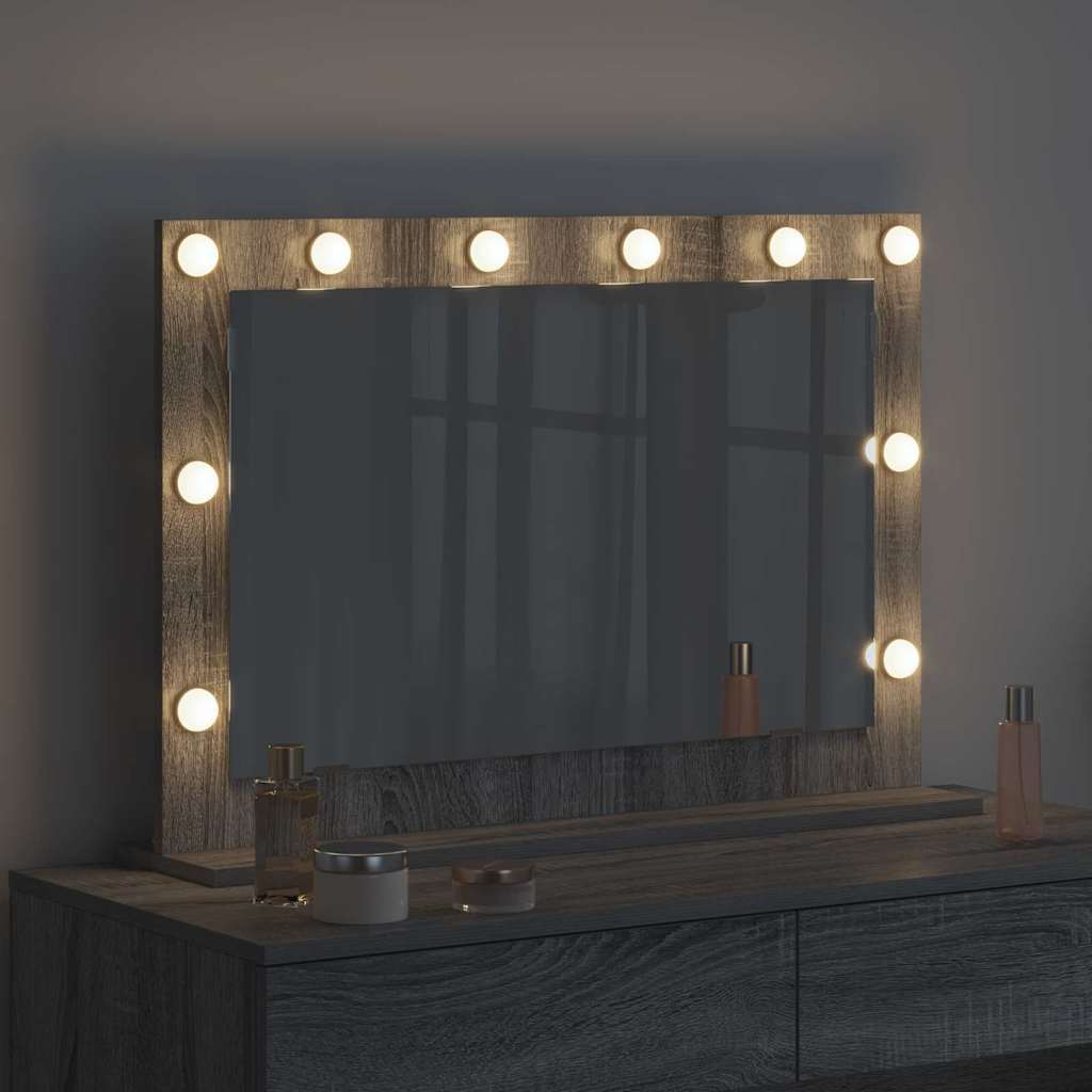 Vanity Mirror with LED Strip Lights Grey Sonoma 80 x 55 x 18 cm