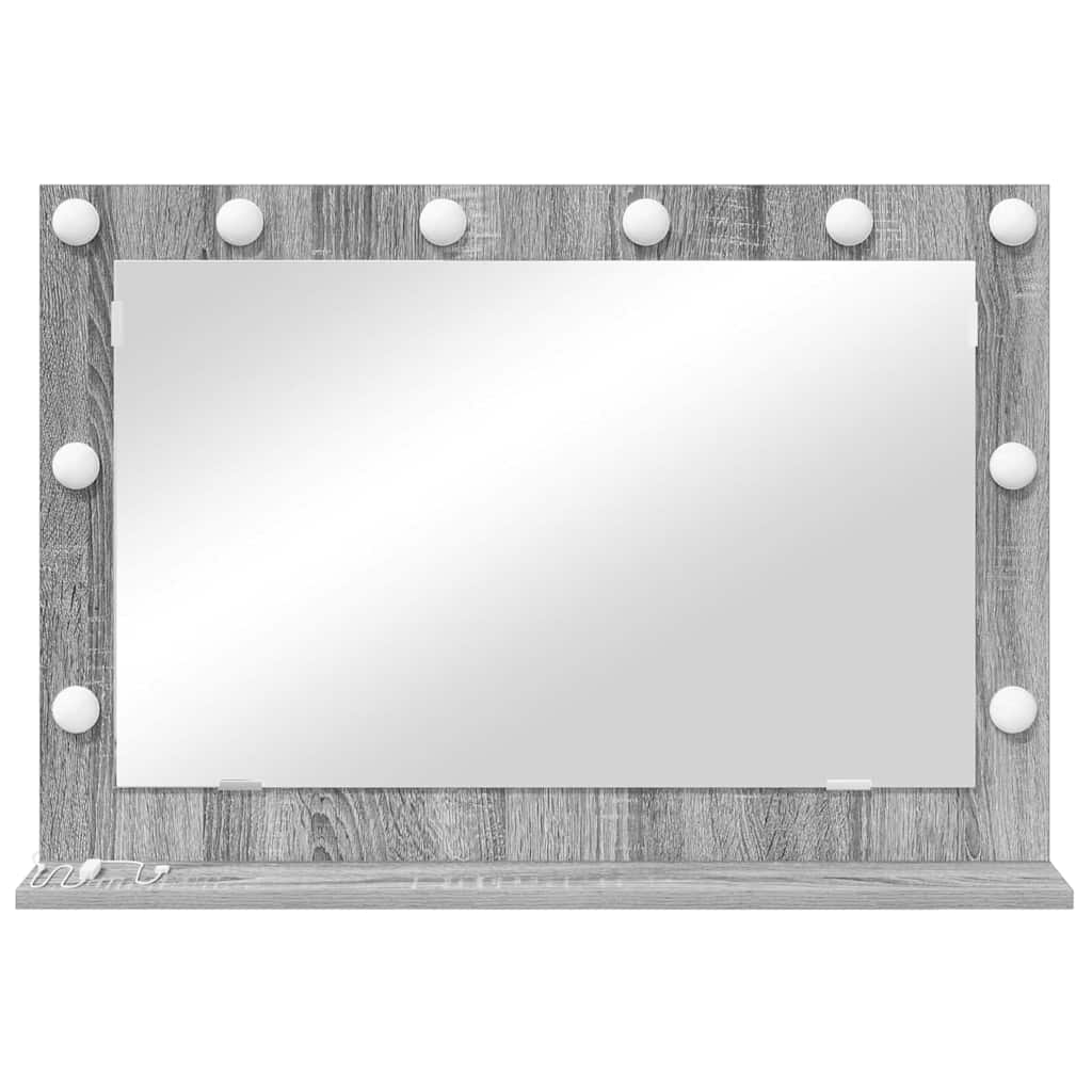 Vanity Mirror with LED Strip Lights Grey Sonoma 80 x 55 x 18 cm