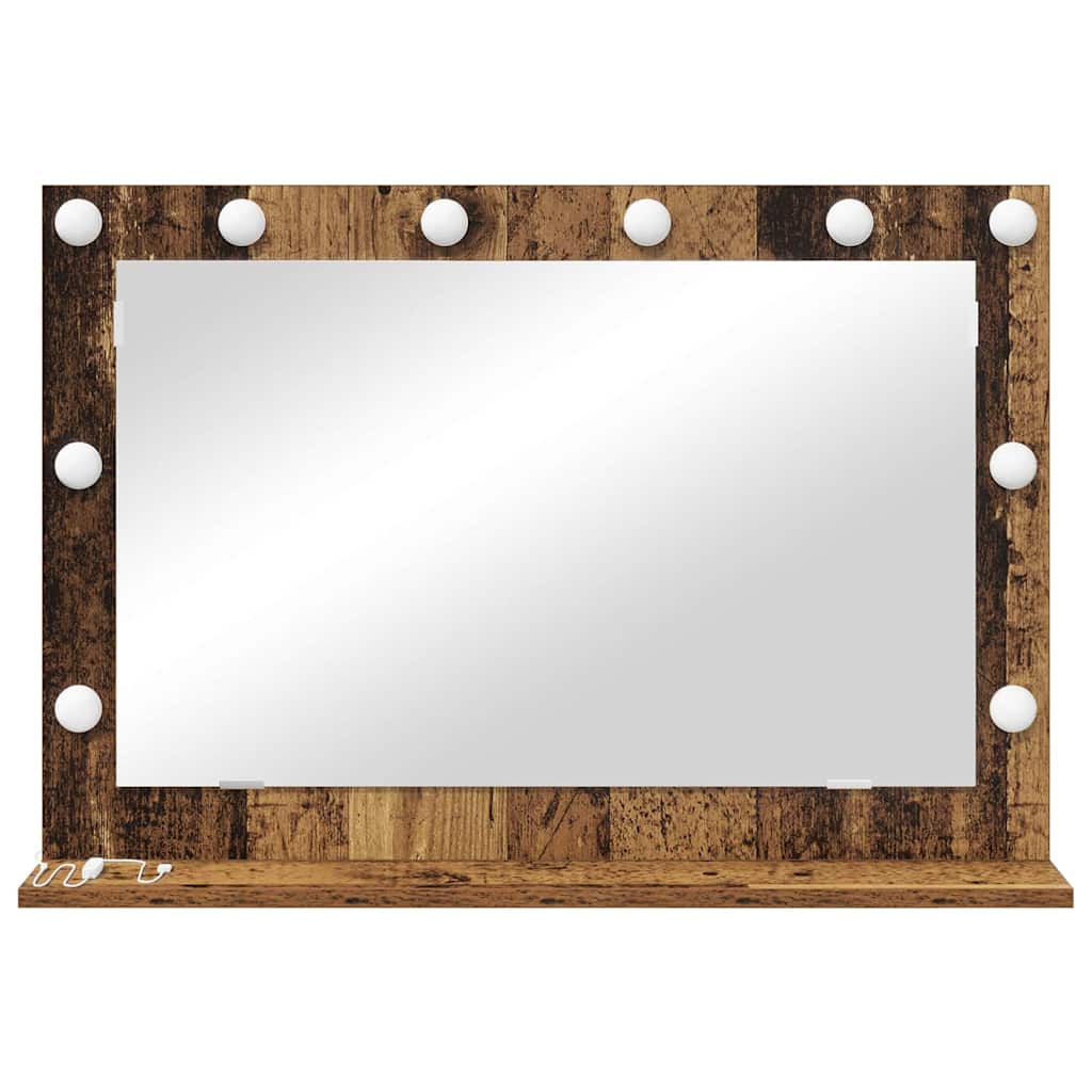 Vanity Mirror with LED Strip Lights Old Wood 80 x 55 x 18 cm
