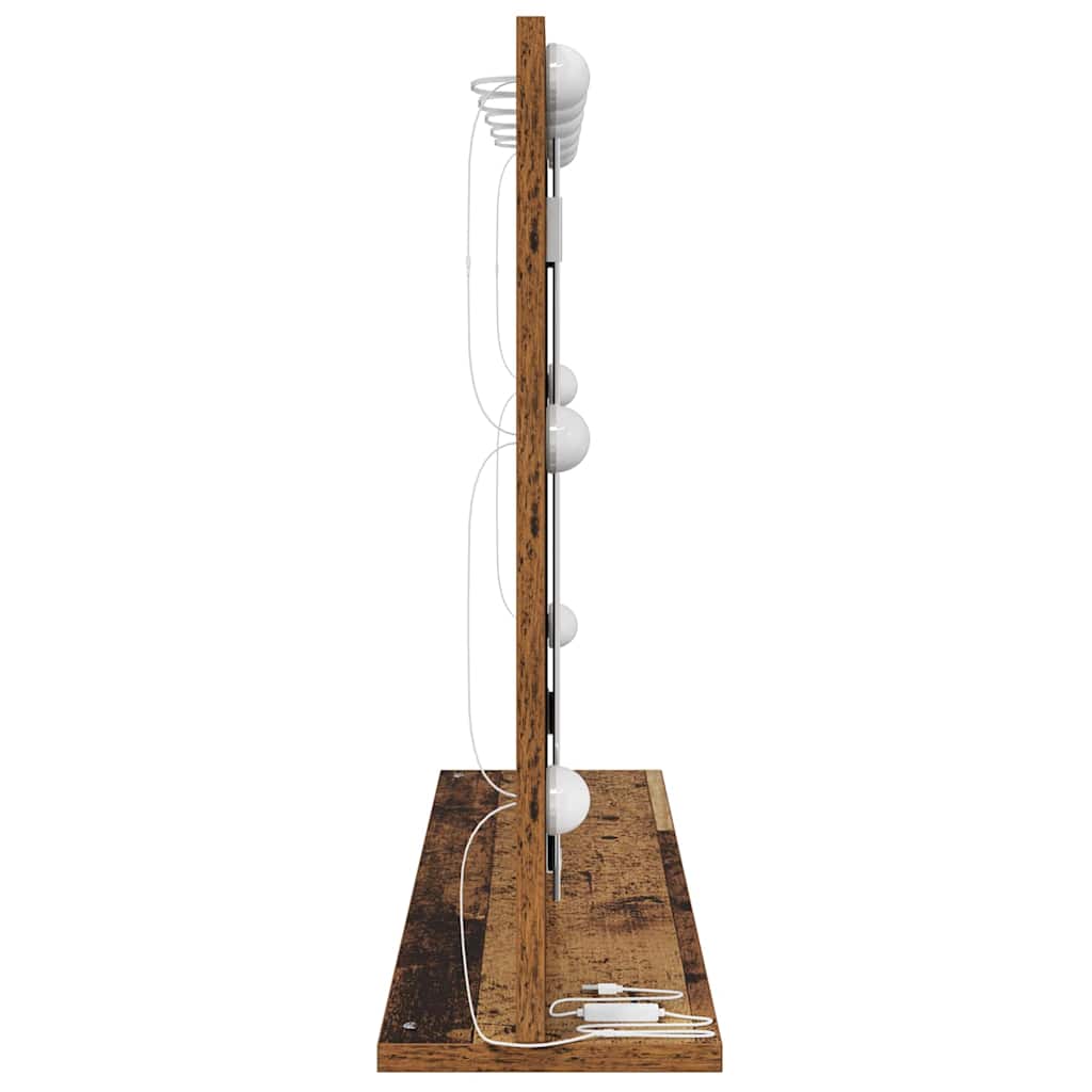 Vanity Mirror with LED Strip Lights Old Wood 80 x 55 x 18 cm