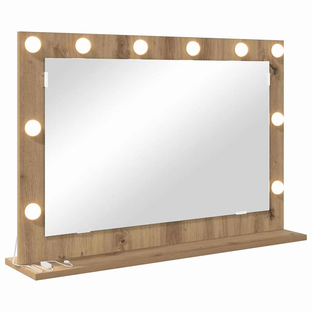 Vanity Mirror with LED Strip Lights Artisan Oak 80 x 55 x 18 cm