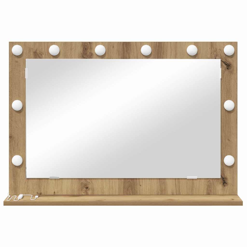 Vanity Mirror with LED Strip Lights Artisan Oak 80 x 55 x 18 cm
