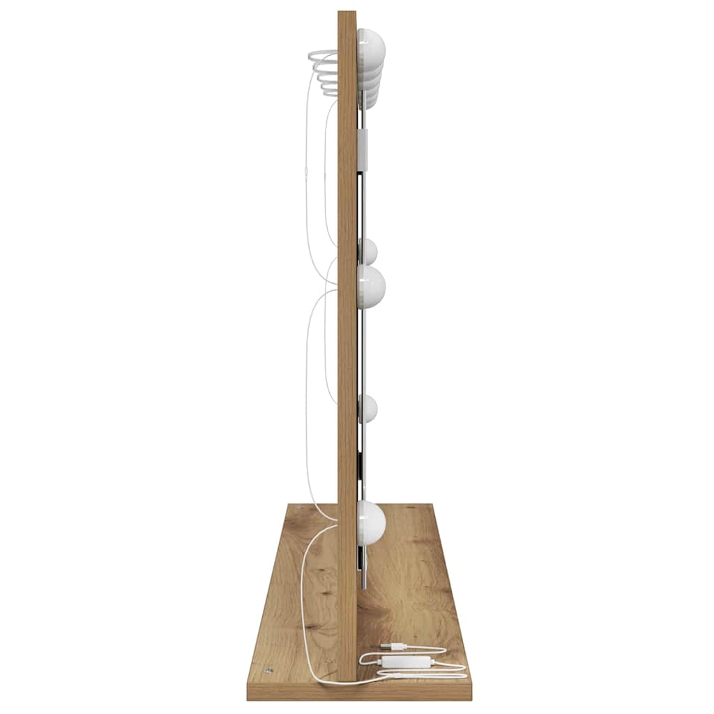 Vanity Mirror with LED Strip Lights Artisan Oak 80 x 55 x 18 cm