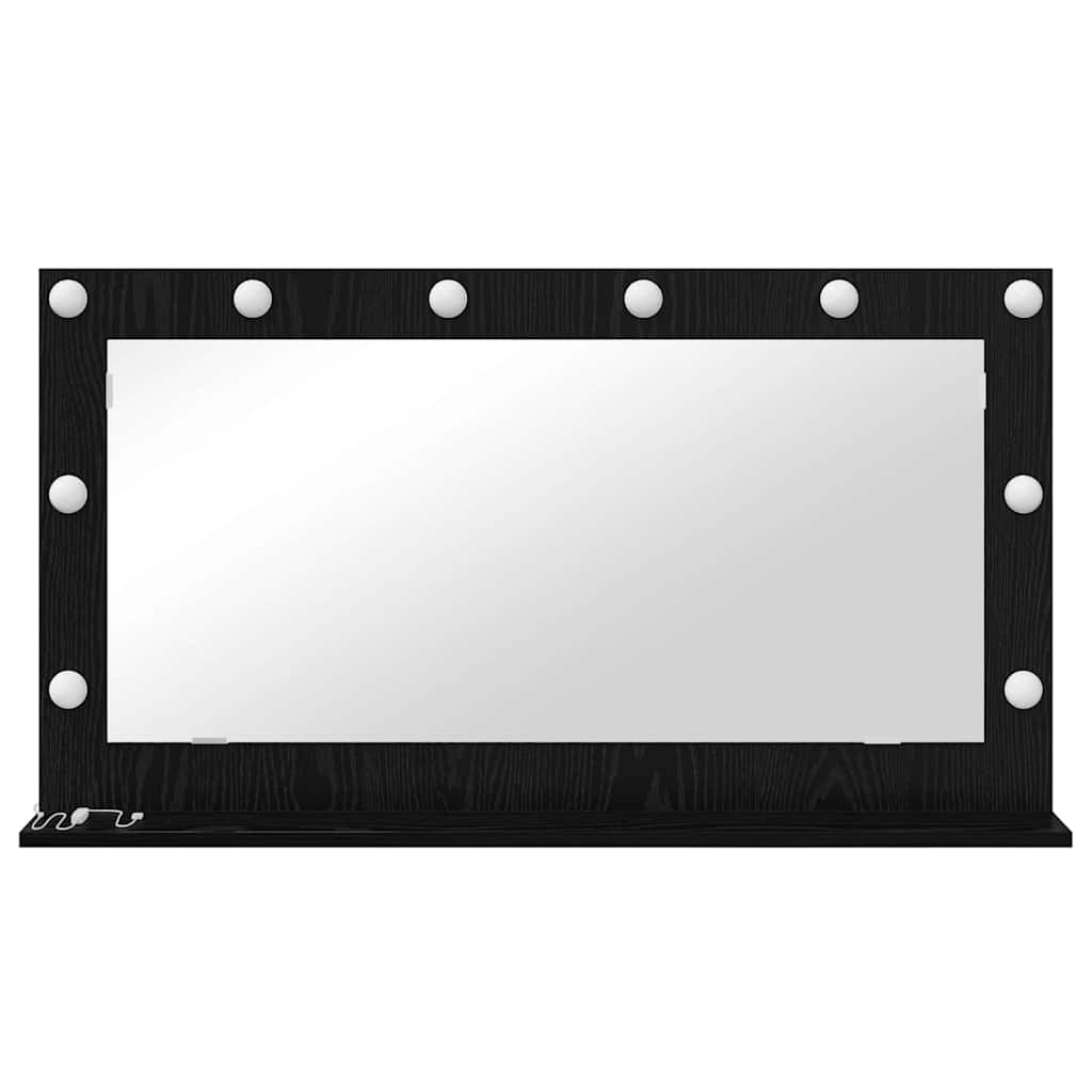 Vanity Mirror with LED Strip Lights Black Oak 100 x 55 x 18 cm