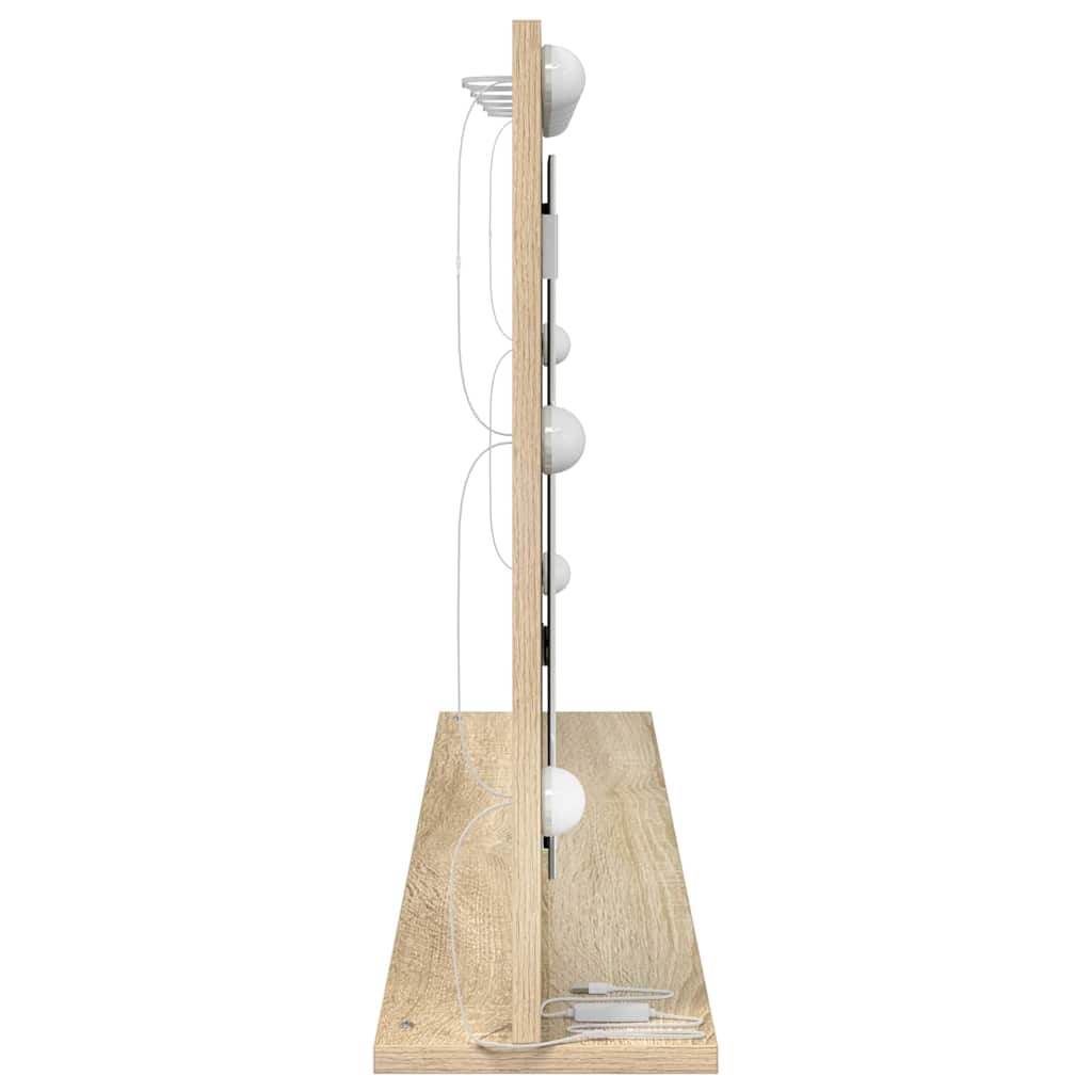 Vanity Mirror with LED Strip Lights Sonoma Oak 100 x 55 x 18 cm